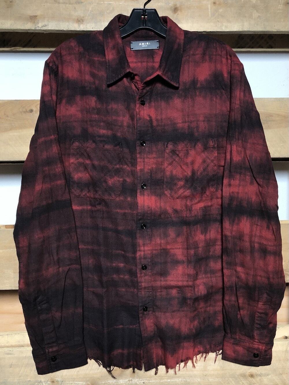 AMIRI Western Cotton Blend Shirt Red Tie Dyed Sz M
